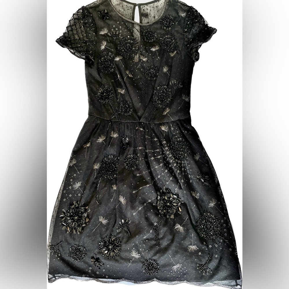 Karen Millen dandelion beaded black cocktail dress